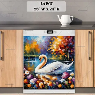 Preview of Romantic Lake and Swan magnet in Large size.