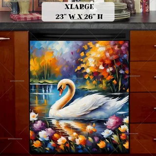 Preview of Romantic Lake and Swan magnet in Extra Large size.