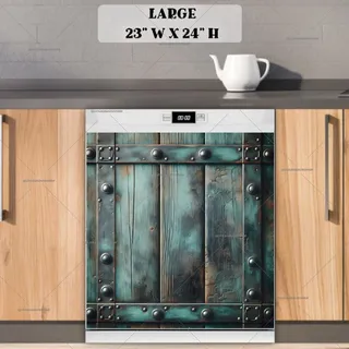 Preview of Rustic Teal Wooden Door magnet in Large size.