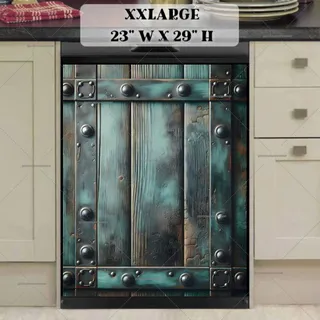 Preview of Rustic Teal Wooden Door magnet in XX Large size.