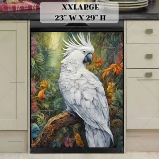 Preview of White Cockatoo and Flowers magnet in XX Large size.