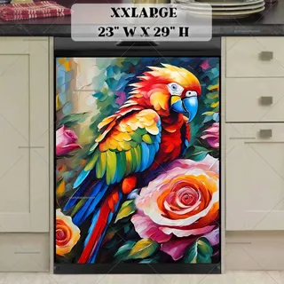 Preview of Colorful Parrot and Roses magnet in XX Large size.