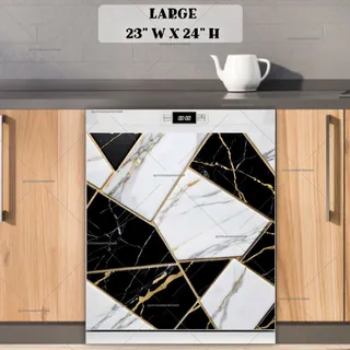 Preview of Black, Gold and White Marble Design magnet in Large size.