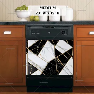 Preview of Black, Gold and White Marble Design magnet in Medium size.