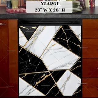 Preview of Black, Gold and White Marble Design magnet in Extra Large size.