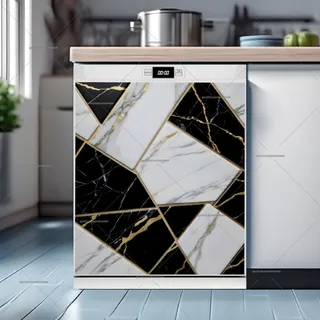 Preview of Black, Gold and White Marble Design magnet.