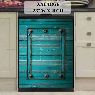 Preview of Teal Wood with Metal Ornaments magnet in XX Large size.