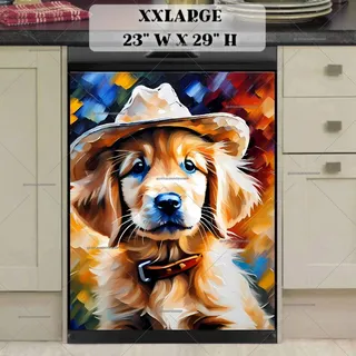 Preview of Sweet Cowboy Goldie Puppy magnet in XX Large size.