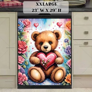 Preview of Teddy Bear with Colorful Roses magnet in XX Large size.