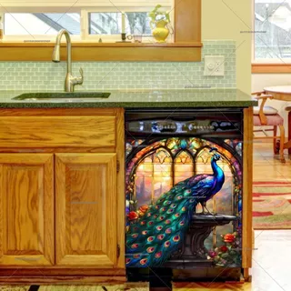 Preview of Stained Glass Window and Peacock magnet.