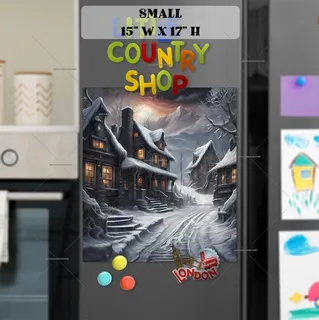 Preview of Snowy Halloween Night in the Village magnet in Small size.