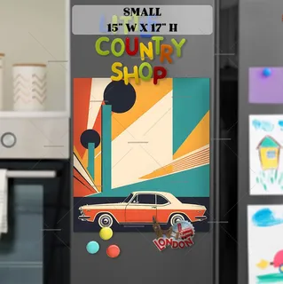 Preview of Retro Car in the City magnet in Small size.