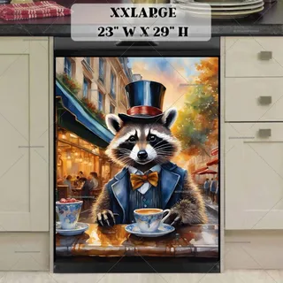 Preview of Elegant Raccoon in the Bistro magnet in XX Large size.
