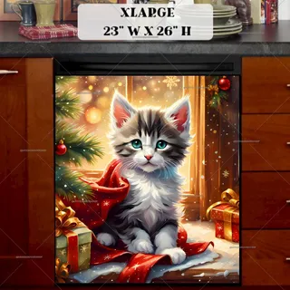 Preview of A Kitten for Christmas magnet in Extra Large size.