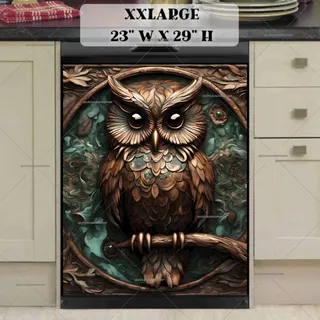 Preview of Tooled Leather Brown Owl magnet in XX Large size.