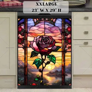 Preview of Stained Glass Rose and Sunset magnet in XX Large size.