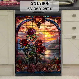 Preview of Stained Glass Roses and Sunset magnet in XX Large size.