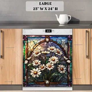 Preview of Stained Glass Daisies magnet in Large size.