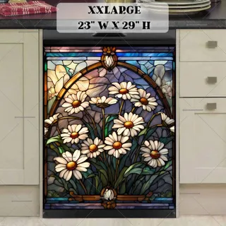 Preview of Stained Glass Daisies magnet in XX Large size.