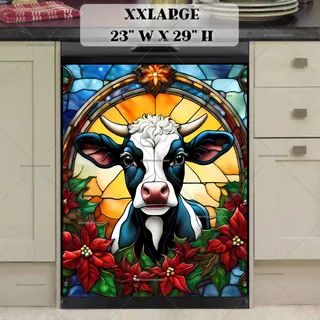 Preview of Stained Glass Christmas Baby Cow magnet in XX Large size.