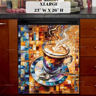 Preview of Colorful Italian Coffee Mocha Design magnet in Extra Large size.