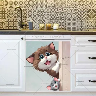 Preview of Curious Cat and Mouse magnet.