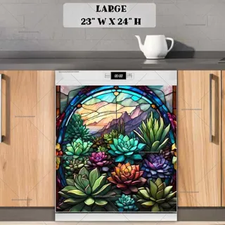 Preview of Stained Glass Blooming Succulent magnet in Large size.