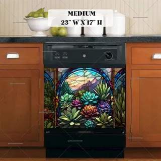 Preview of Stained Glass Blooming Succulent magnet in Medium size.