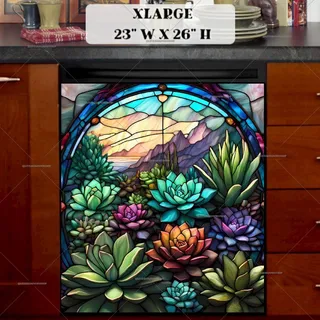 Preview of Stained Glass Blooming Succulent magnet in Extra Large size.