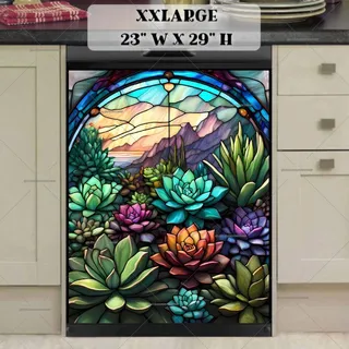 Preview of Stained Glass Blooming Succulent magnet in XX Large size.