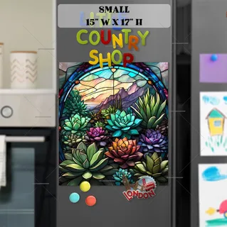 Preview of Stained Glass Blooming Succulent magnet in Small size.