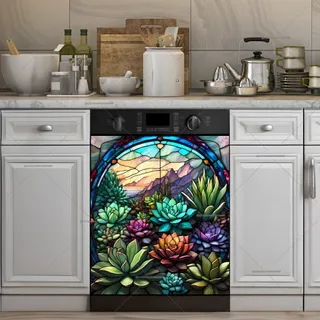 Preview of Stained Glass Blooming Succulent magnet.