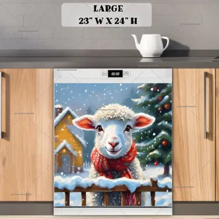 Preview of Cute Winter Sheep magnet in Large size.