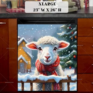 Preview of Cute Winter Sheep magnet in Extra Large size.