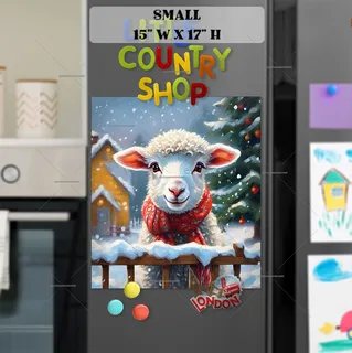 Preview of Cute Winter Sheep magnet in Small size.