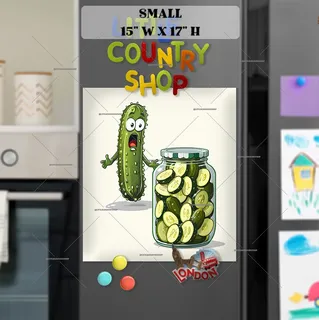 Preview of Cute Surprised Pickle magnet in Small size.