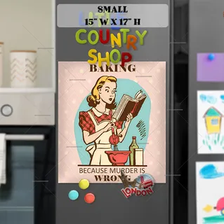 Preview of Funny Retro Cooking Woman magnet in Small size.