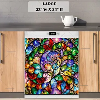 Preview of Colorful Stained Glass Pattern magnet in Large size.