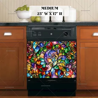 Preview of Colorful Stained Glass Pattern magnet in Medium size.