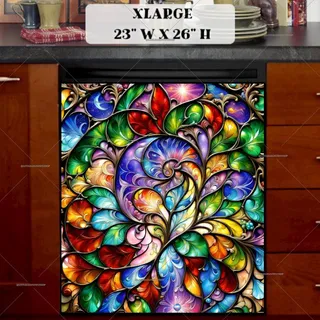 Preview of Colorful Stained Glass Pattern magnet in Extra Large size.