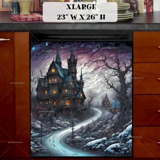 Preview of Snowstorm in a Victorian Village magnet in Extra Large size.