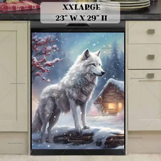 Preview of White Winter Wolf at the Cottage magnet in XX Large size.