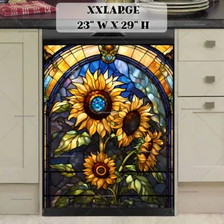 Preview of Stained Glass Lovely Sunflowers magnet in XX Large size.