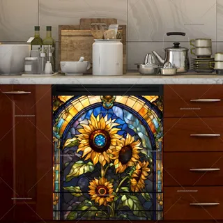 Preview of Stained Glass Lovely Sunflowers magnet.