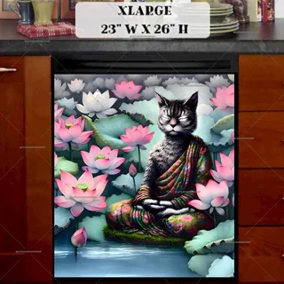 Preview of Meditating Zen Cat magnet in Extra Large size.