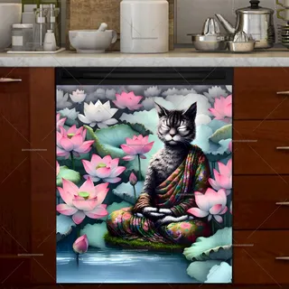 Preview of Meditating Zen Cat magnet.