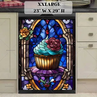 Preview of Stained Glass Colorful Cupcake magnet in XX Large size.