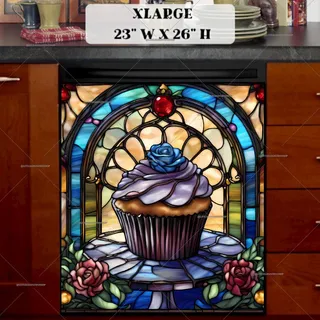 Preview of Stained Glass Pretty Cupcake magnet in Extra Large size.