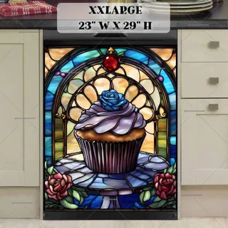 Preview of Stained Glass Pretty Cupcake magnet in XX Large size.