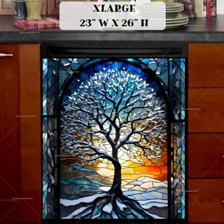 Preview of Stained Glass Winter Tree magnet in Extra Large size.